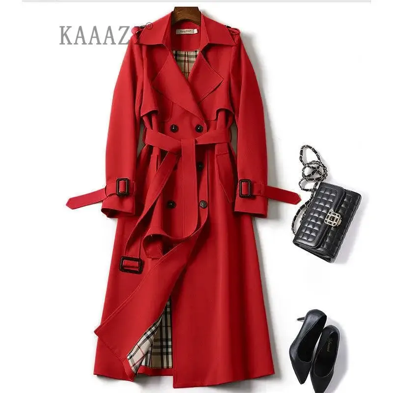 Women's Brown Windbreak Trench Coat Long Shirt Dress