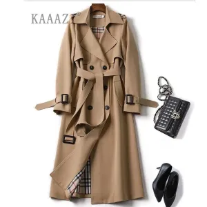 Women's Brown Windbreak Trench Coat Long Shirt Dress
