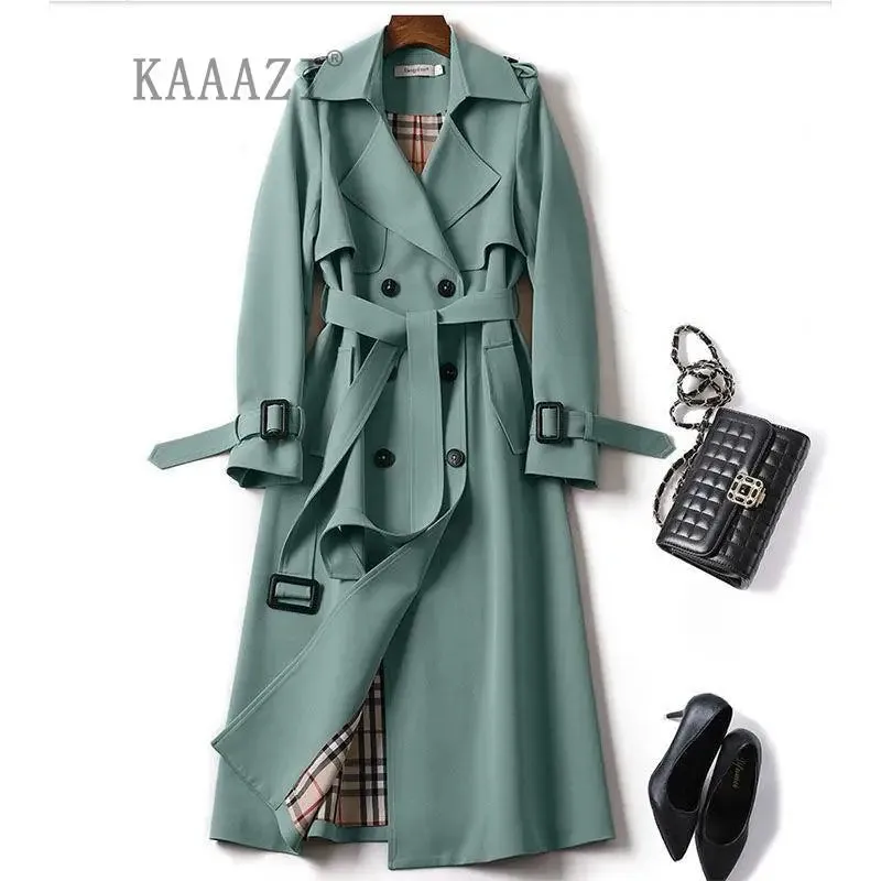Women's Brown Windbreak Trench Coat Long Shirt Dress