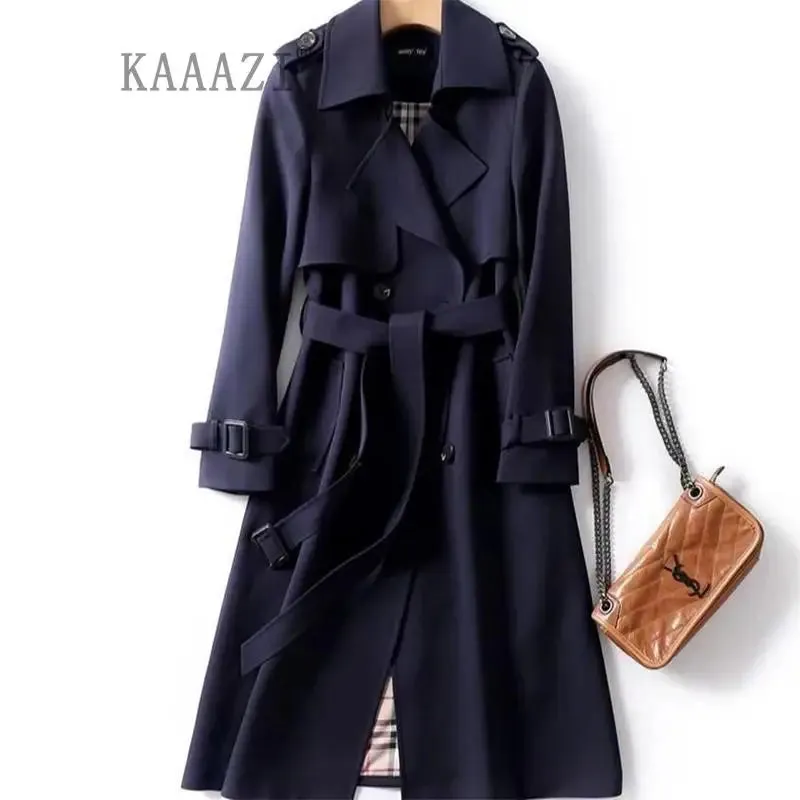 Women's Brown Windbreak Trench Coat Long Shirt Dress