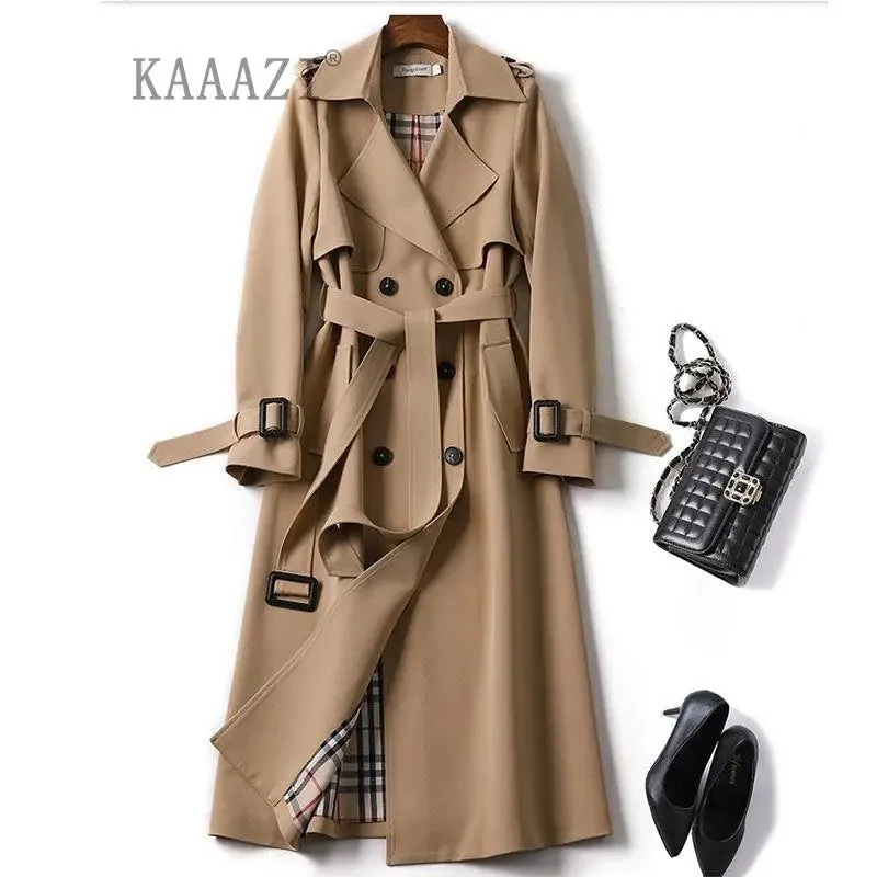 Women's Brown Windbreak Trench Coat Long Shirt Dress