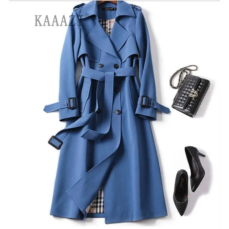 Women's Brown Windbreak Trench Coat Long Shirt Dress