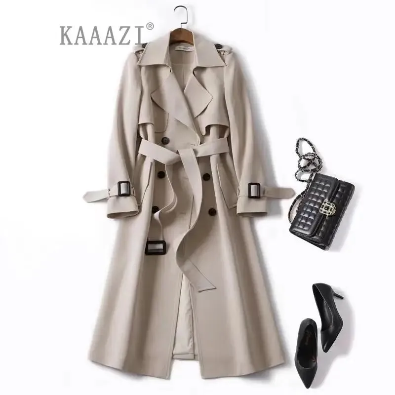 Women's Brown Windbreak Trench Coat Long Shirt Dress