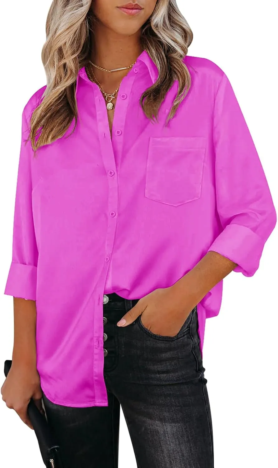 Womens Button Down Shirts Dress Shirts Long Sleeve Collared Blouses