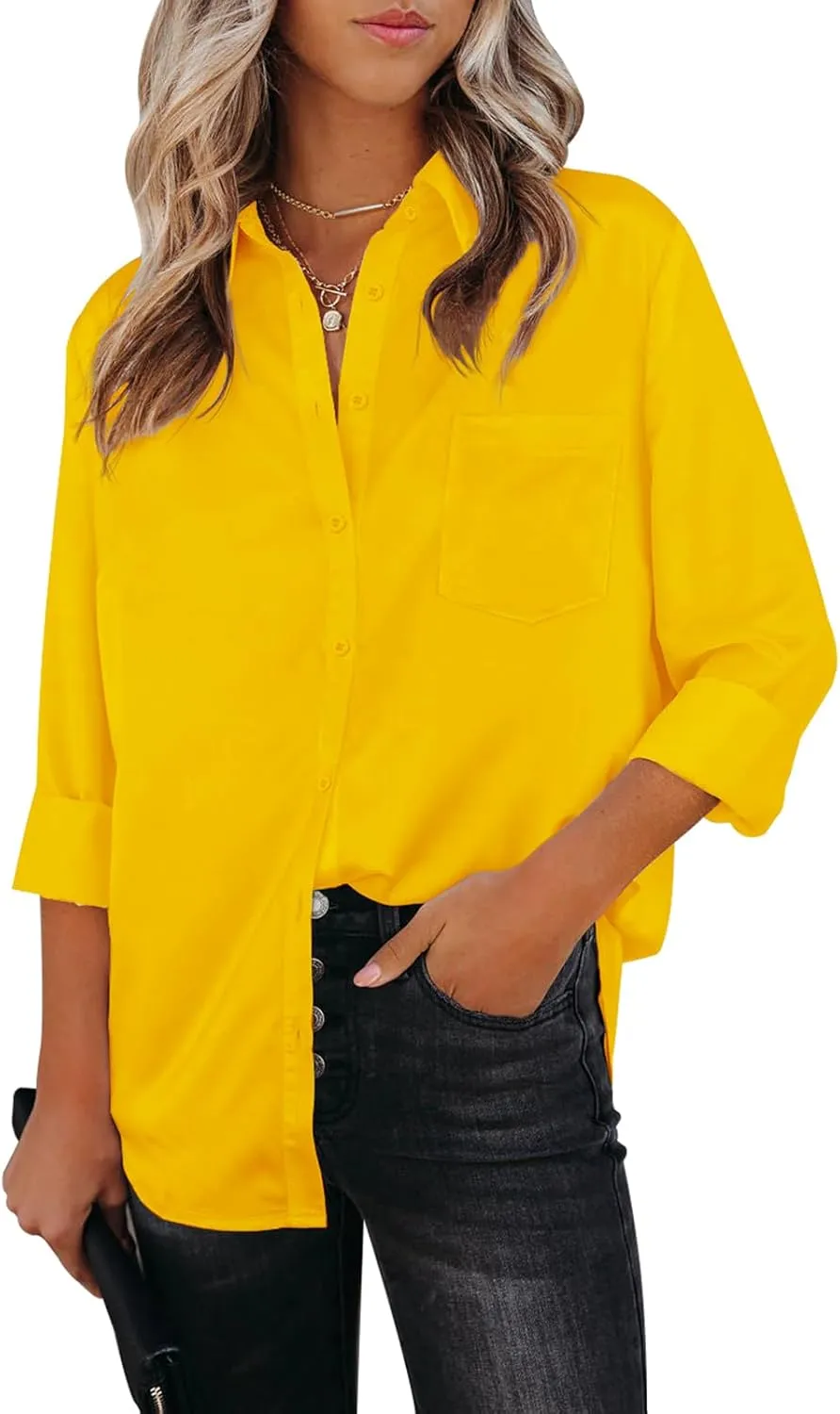 Womens Button Down Shirts Dress Shirts Long Sleeve Collared Blouses