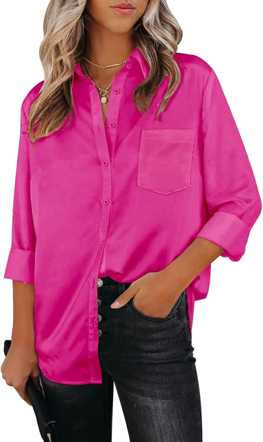 Womens Button Down Shirts Dress Shirts Long Sleeve Collared Blouses