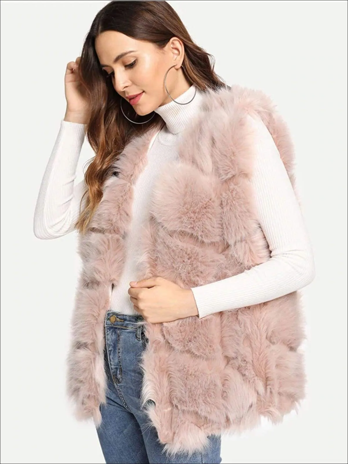 Women's Fashion Open Front Deluxe Faux Fur Vest