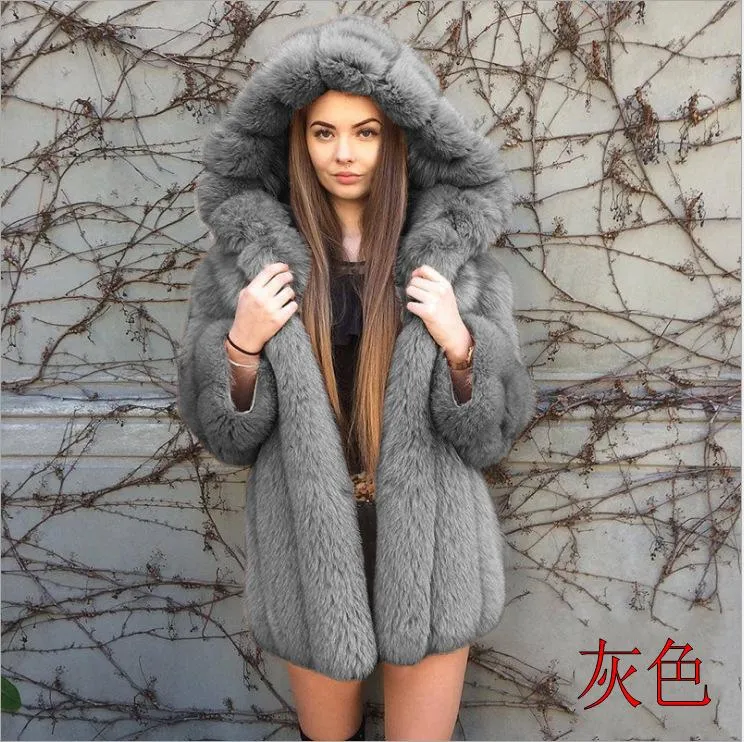 Women's Fox Fur Winter Plus Size Overcoat