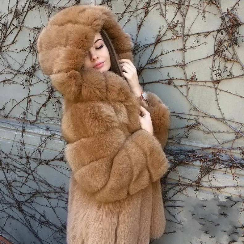 Women's Fox Fur Winter Plus Size Overcoat