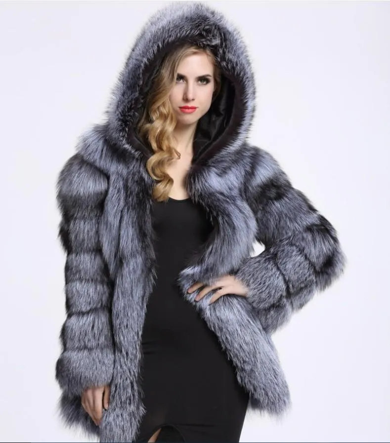Women's Fox Fur Winter Plus Size Overcoat