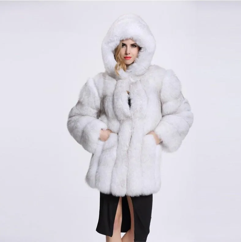 Women's Fox Fur Winter Plus Size Overcoat