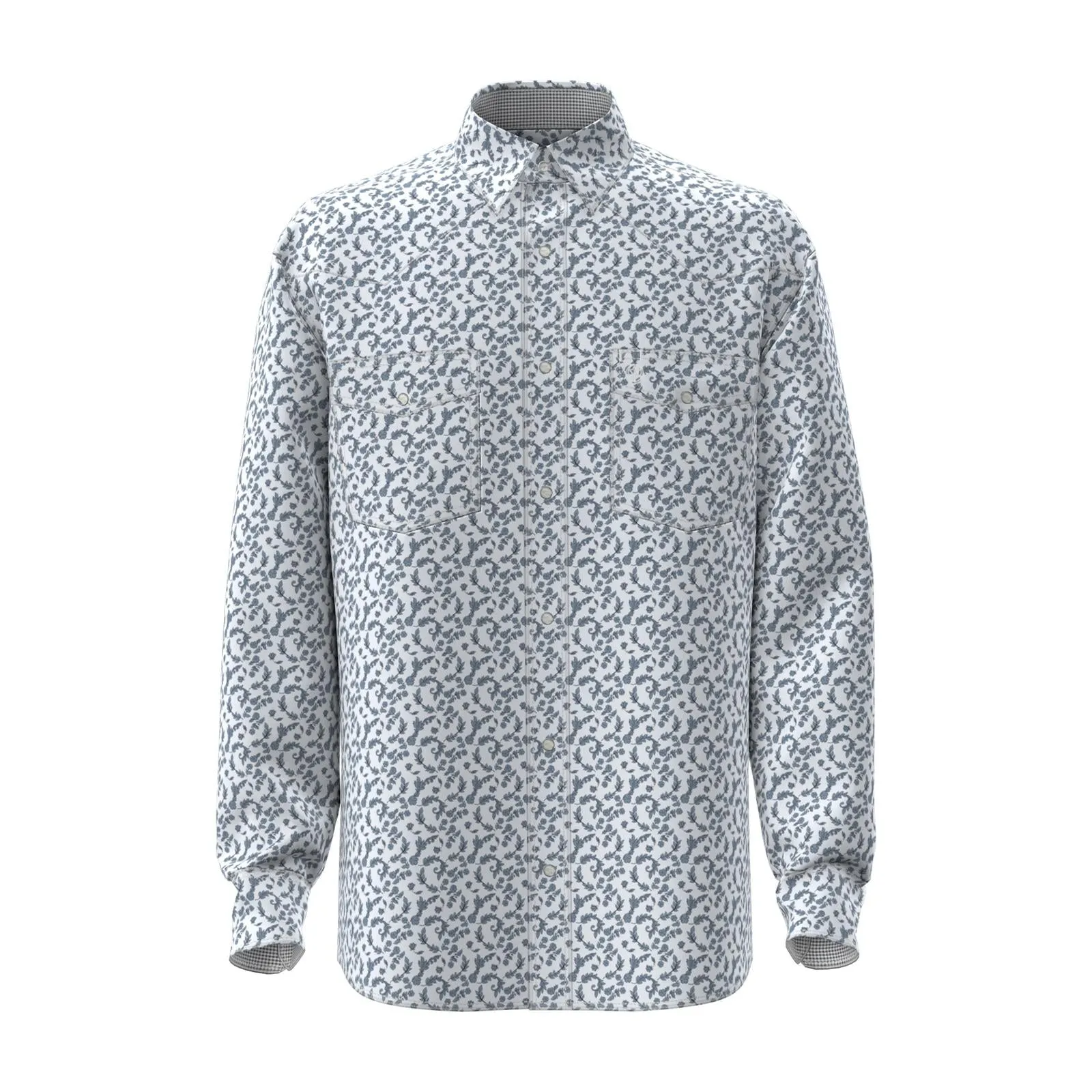 Wrangler Mens George Strait Troubadour Long Sleeve Blue Shirt-112360001