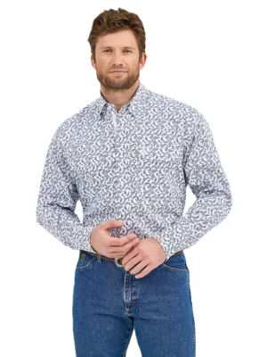 Wrangler Mens George Strait Troubadour Long Sleeve Blue Shirt-112360001
