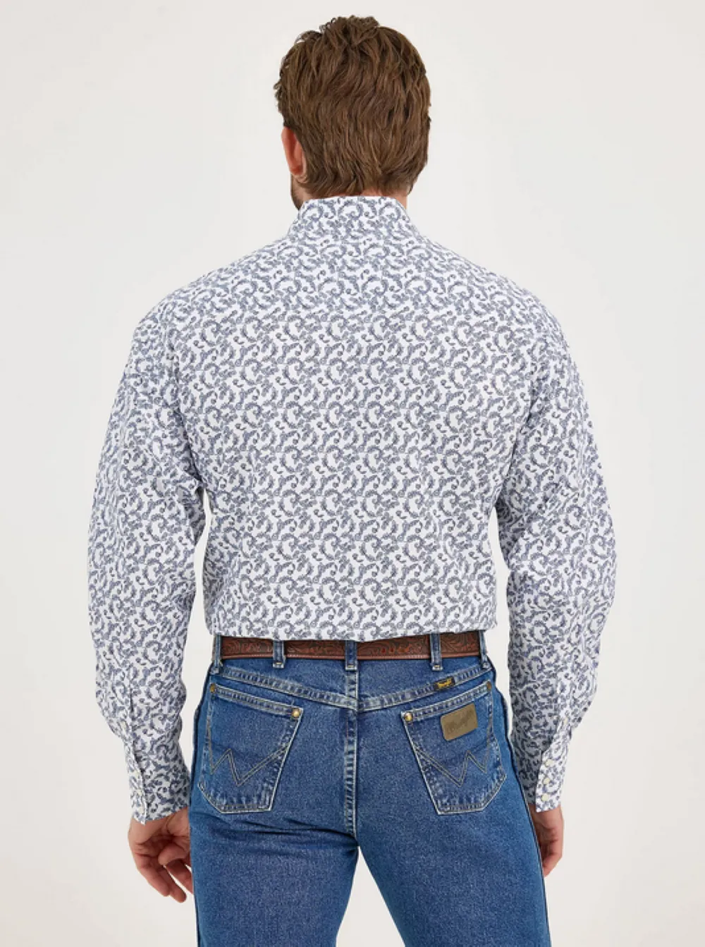 Wrangler Mens George Strait Troubadour Long Sleeve Blue Shirt-112360001