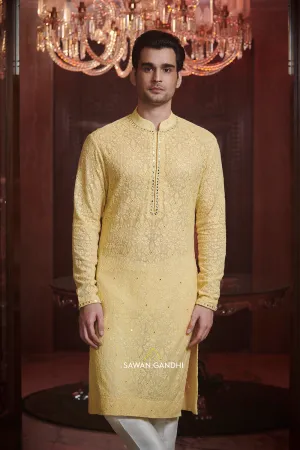 Yellow chikankari kurta
