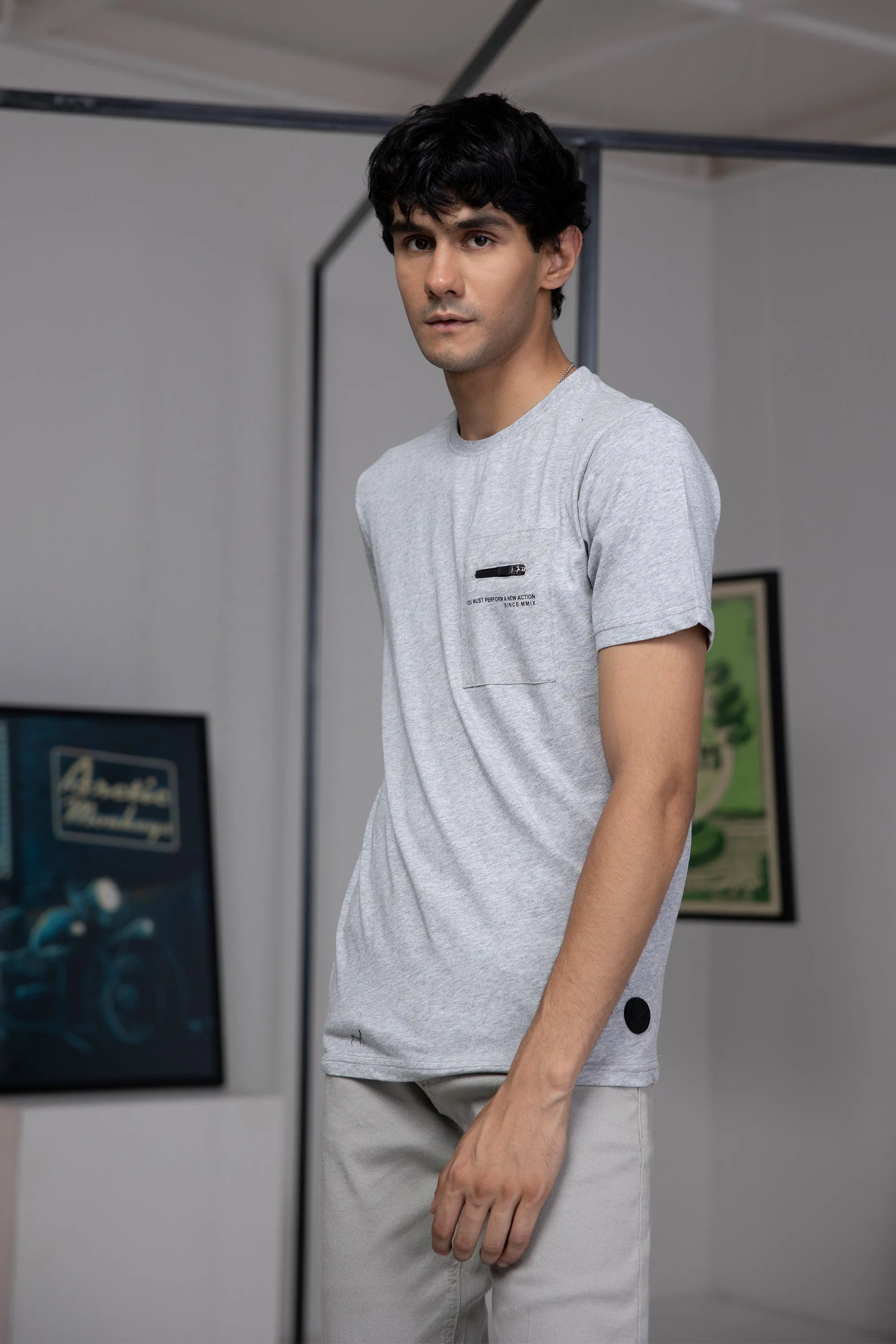 Zip Patched T-Shirt