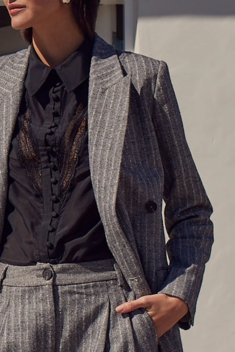 Zoe Kratzmann, Catalysis Jacket | Herringbone Pinstripe